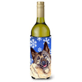 Norwegian Elkhound Winter Snowflakes Holiday Wine Bottle Beverage Insulator Beverage Insulator Hugger