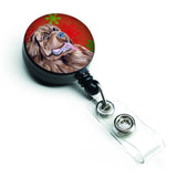 Caroline'S Treasures Newfoundland Red & Green Snowflake Christmas Badge Reel, Multicolor (Lh9309Br)