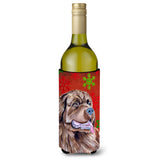 Newfoundland Red And Green Holiday Christmas Wine Bottle Beverage Insulator Beverage Insulator Hugger