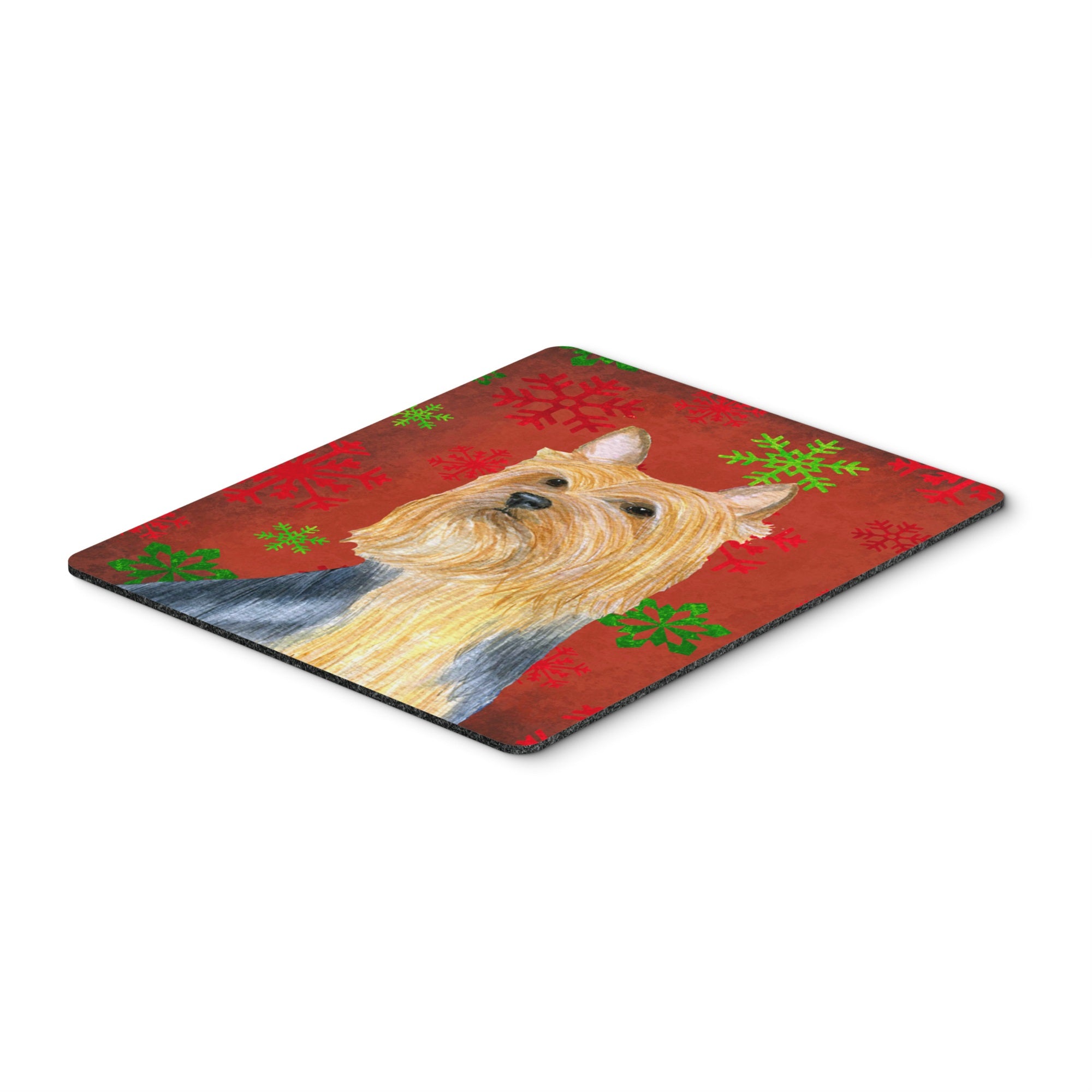 Caroline'S Treasures Silky Terrier Red & Green Snowflakes Christmas Mouse Pad/Hot Pad/Trivet (Lh9316Mp)