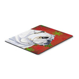 Caroline'S Treasures Bulldog English Red And Green Snowflakes Christmas Mouse Pad, Hot Pad/Trivet (Lh9319Mp)