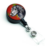 Caroline'S Treasures Flat Coated Retriever Red Green Snowflake Christmas Badge Reel, Multicolor (Lh9321Br)