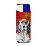 English Setter Red And Green Snowflakes Holiday Christmas Ultra Beverage Insulators For Slim Cans Lh9322Muk