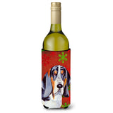 Basset Hound Snowflakes Holiday Christmas Wine Bottle Beverage Insulator Beverage Insulator Hugger