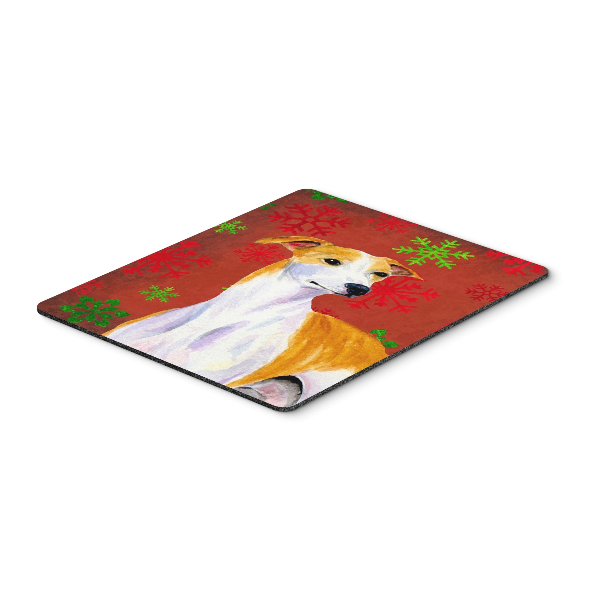 Caroline'S Treasures Whippet Red And Green Snowflakes Holiday Christmas Mouse Pad, Hot Pad/Trivet (Lh9328Mp)