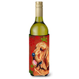 Bloodhound Red And Green Snowflakes Holiday Christmas Wine Bottle Beverage Insulator Beverage Insulator Hugger