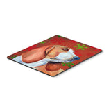Caroline'S Treasures Basset Hound Red & Green Snowflakes Christmas Mouse Pad/Hot Pad/Trivet (Lh9332Mp)