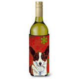 Corgi Red And Green Snowflakes Holiday Christmas Wine Bottle Beverage Insulator Beverage Insulator Hugger