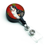 Caroline'S Treasures Bernese Mountain Dog Red Green Snowflake Christmas Badge Reel, Multicolor (Lh9334Br)