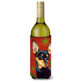 Min Pin Red And Green Snowflakes Holiday Christmas Wine Bottle Beverage Insulator Beverage Insulator Hugger