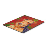 Caroline'S Treasures Airedale Red & Green Snowflakes Christmas Mouse Pad/Hot Pad/Trivet (Lh9336Mp)