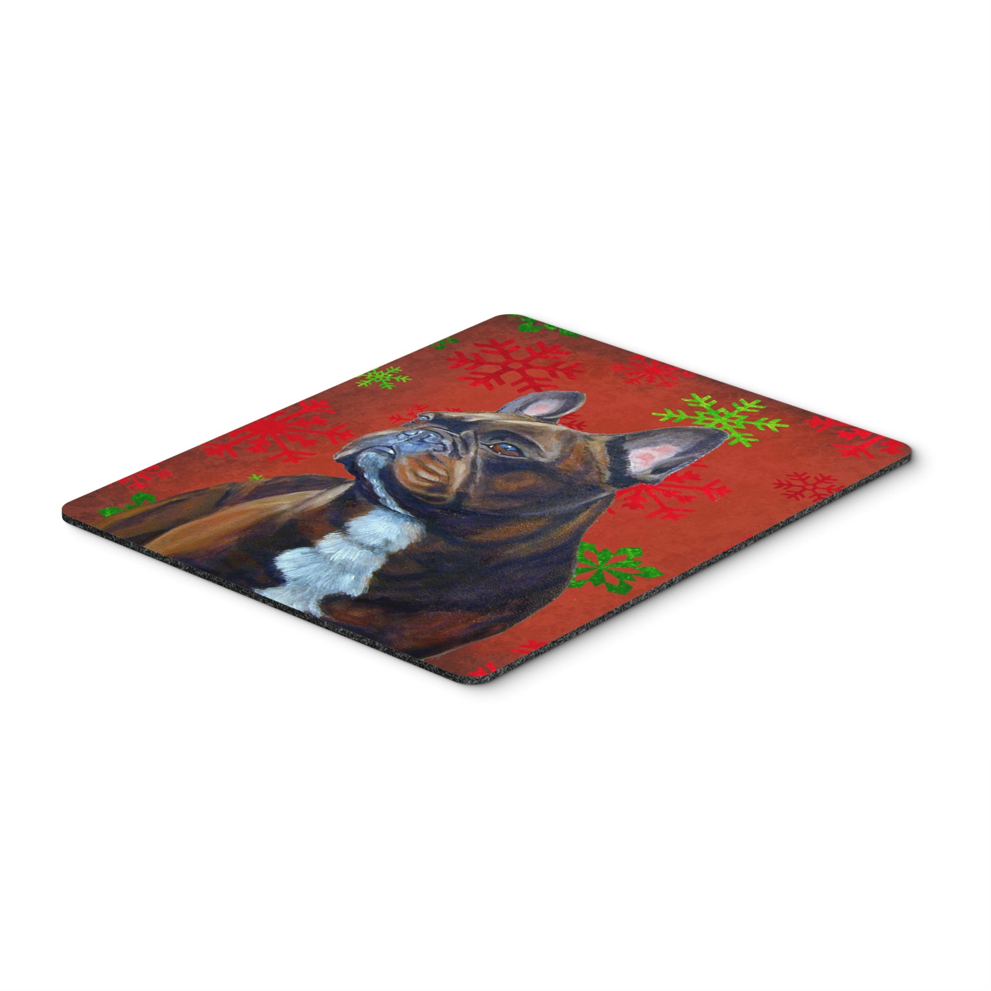 Caroline'S Treasures French Bulldog Red & Green Snowflakes Christmas Mouse Pad/Hot Pad/Trivet (Lh9340Mp)