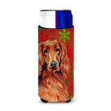 Irish Setter Red And Green Snowflakes Holiday Christmas Ultra Beverage Insulators For Slim Cans Lh9344Muk