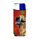 Leonberger Red And Green Snowflakes Holiday Christmas Ultra Beverage Insulators For Slim Cans Lh9348Muk