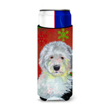 Old English Sheepdog Red Green Snowflakes Holiday Christmas Ultra Beverage Insulators For Slim Cans Lh9351Muk