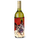 Norwegian Elkhound Snowflakes Holiday Christmas Wine Bottle Beverage Insulator Beverage Insulator Hugger