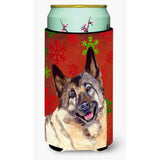 Norwegian Elkhound Snowflakes Holiday Christmas Tall Boy Beverage Insulator Beverage Insulator Hugger