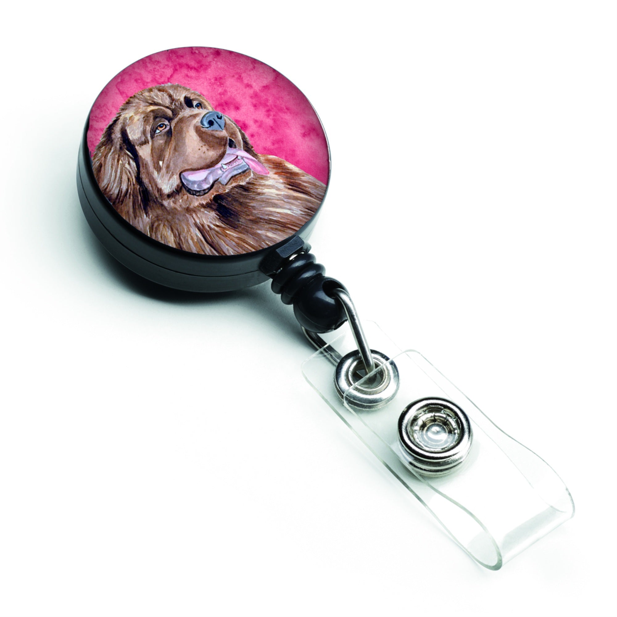 Caroline'S Treasures Pink Newfoundland Retractable Badge Reel, Multicolor (Lh9354Pkbr)
