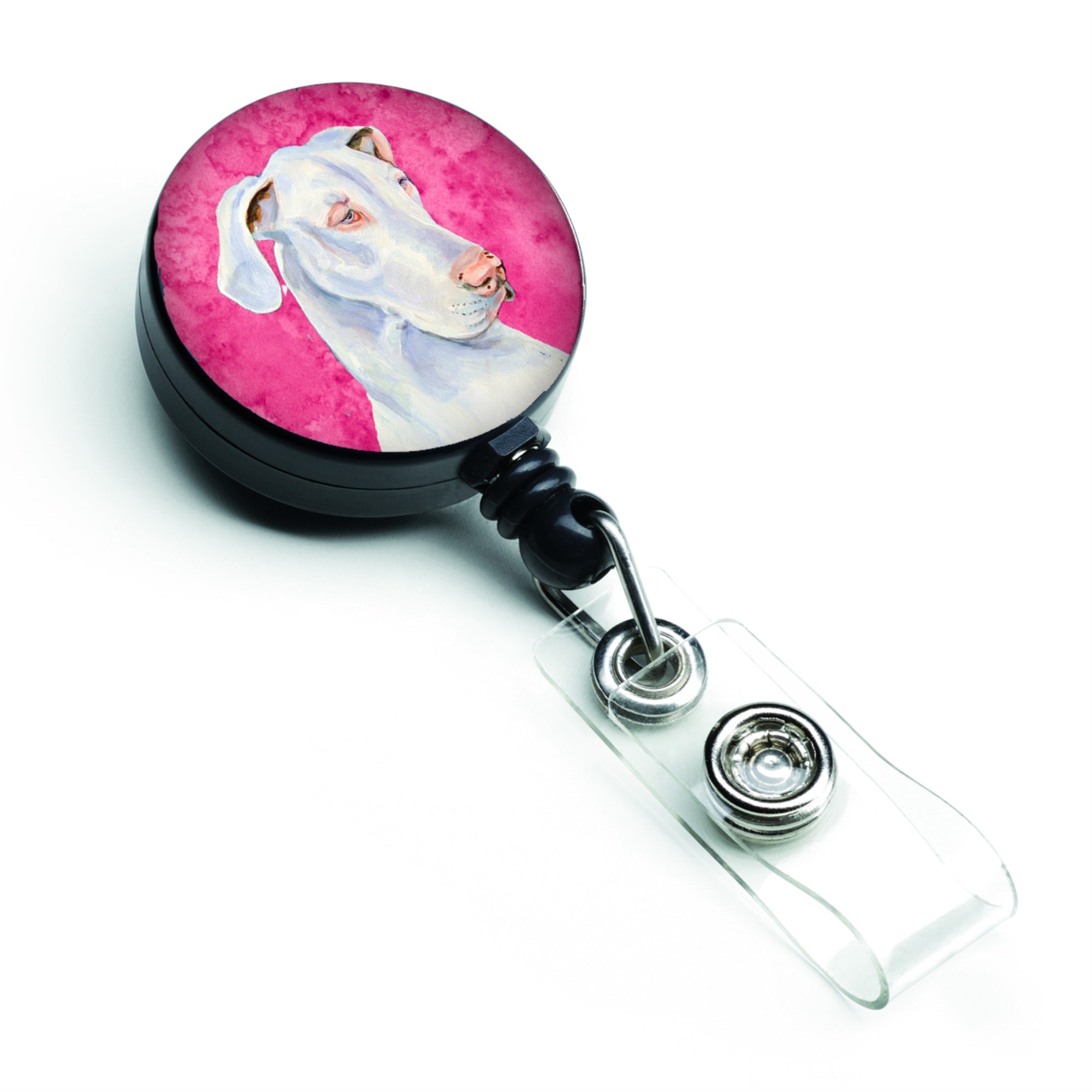 Caroline'S Treasures Pink Great Dane Retractable Badge Reel, Multicolor (Lh9356Pkbr)