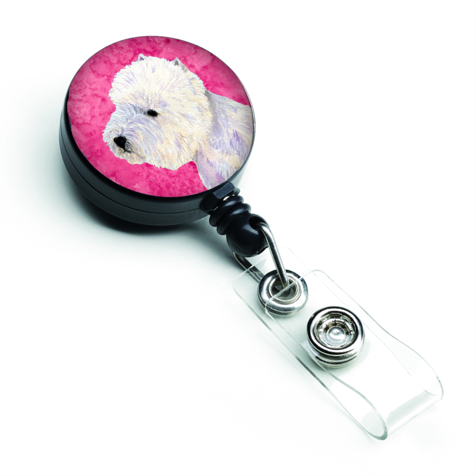 Caroline'S Treasures Pink Westie Retractable Badge Reel, Multicolor (Lh9360Pkbr)