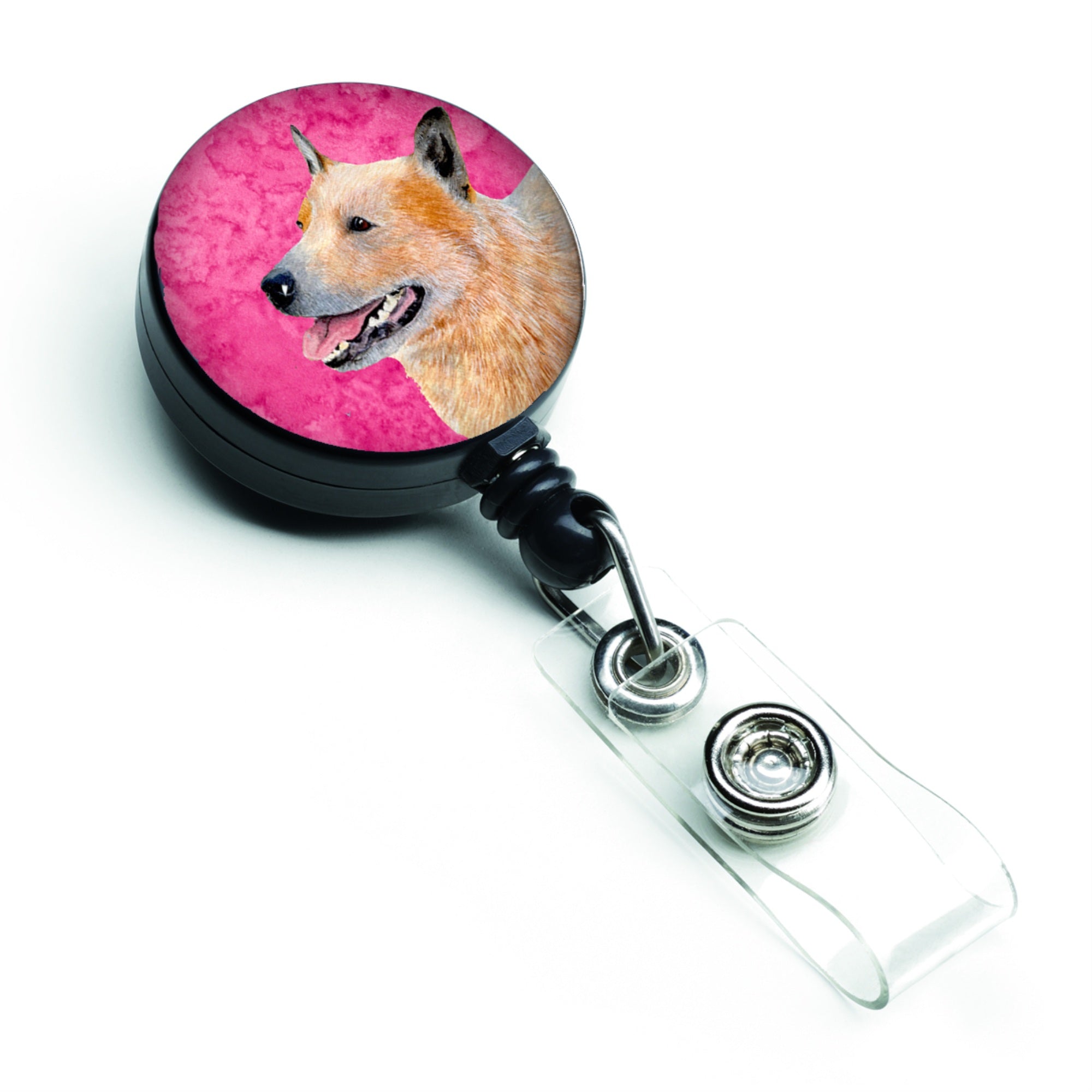 Caroline'S Treasures Pink Australian Cattle Dog Retractable Badge Reel, Multicolor (Lh9362Pkbr)
