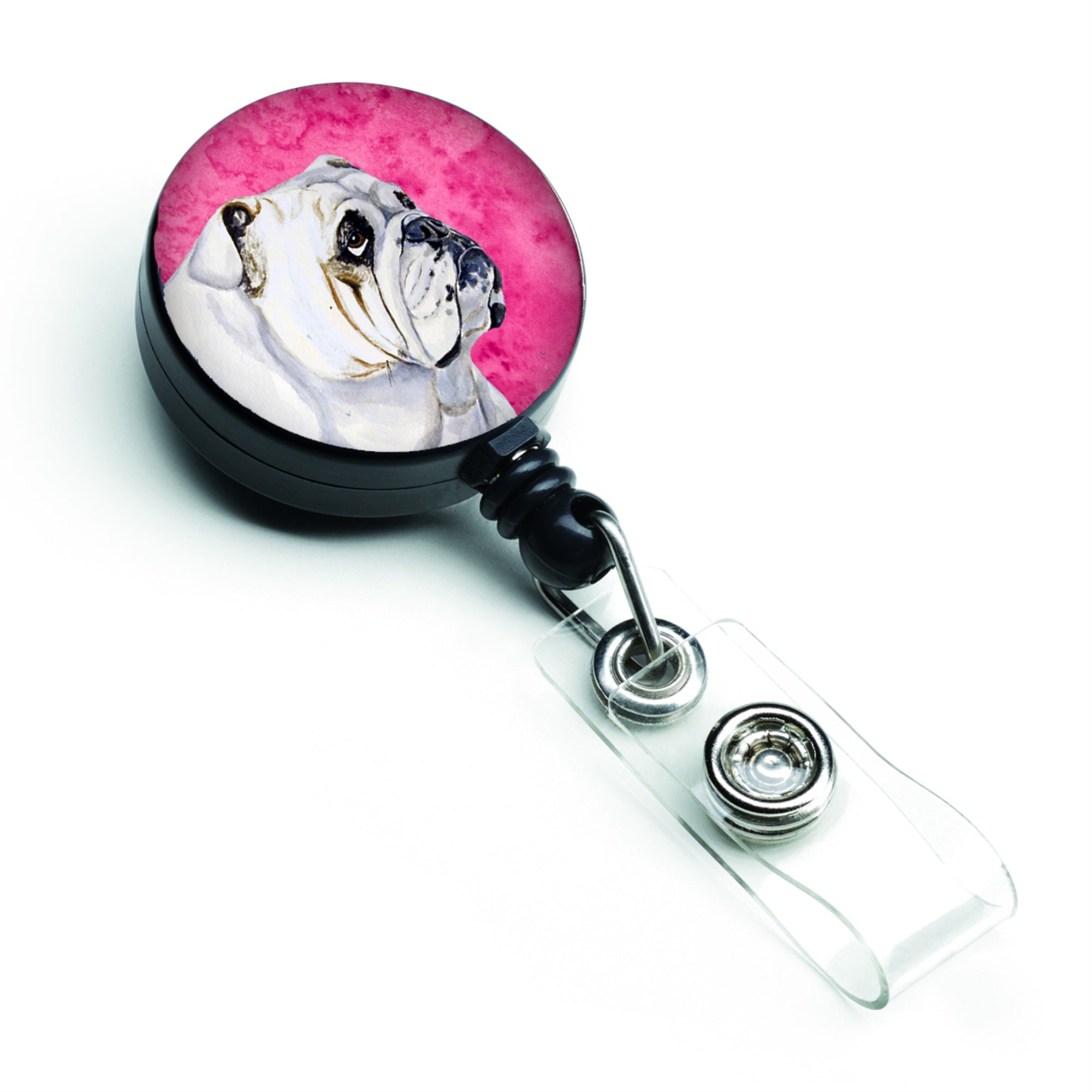 Caroline'S Treasures Pink Bulldog English Retractable Badge Reel, Multicolor (Lh9364Pkbr)