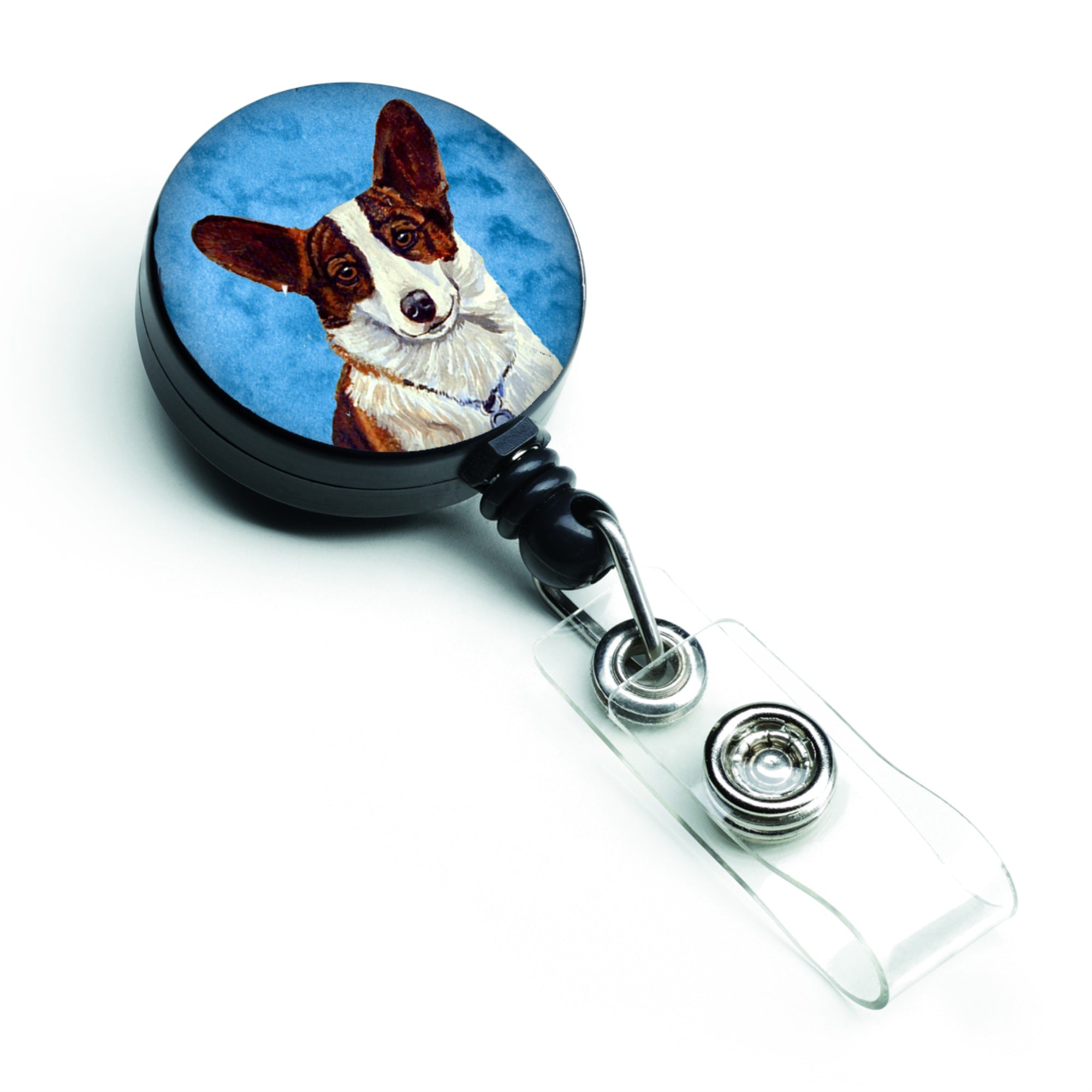 Caroline'S Treasures Blue Corgi Retractable Badge Reel, Multicolor (Lh9378Bubr)