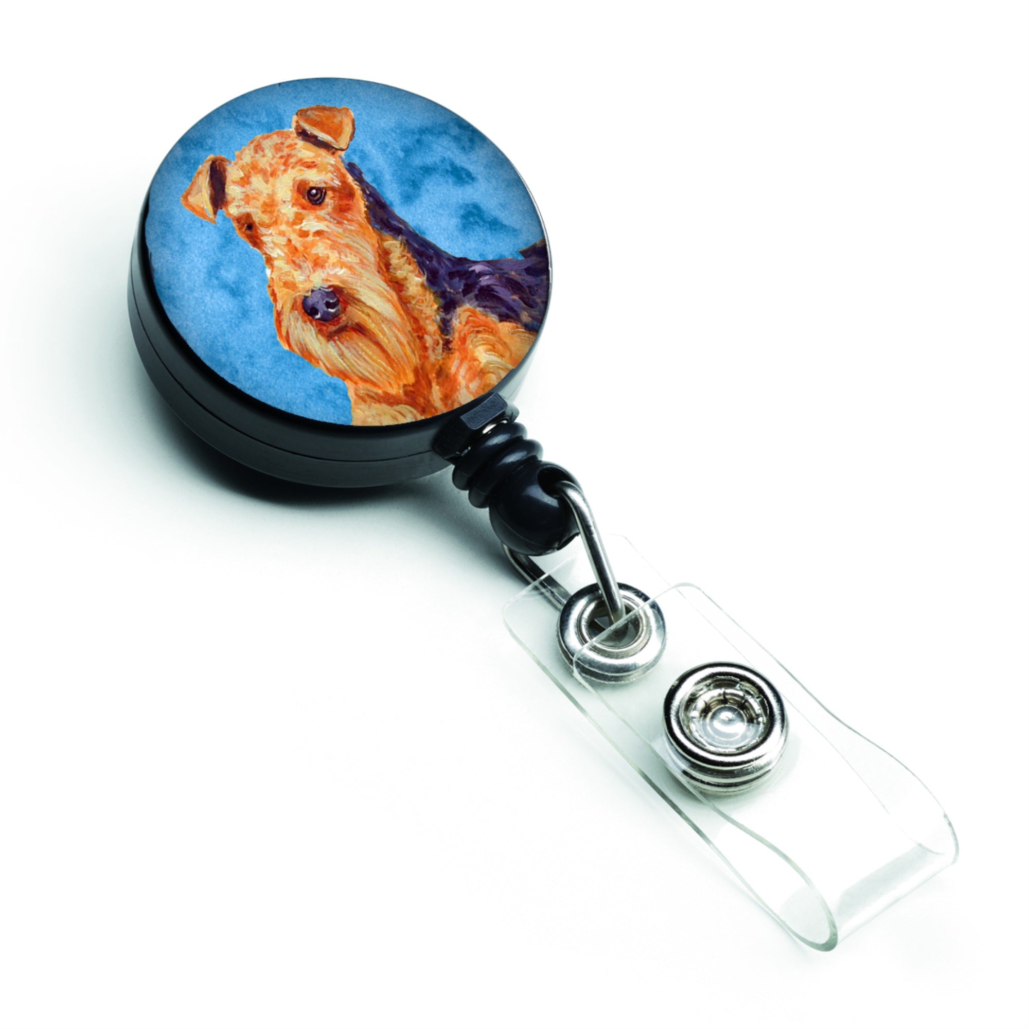 Caroline'S Treasures Blue Airedale Retractable Badge Reel, Multicolor (Lh9381Bubr)