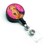 Caroline'S Treasures Pink Airedale Retractable Badge Reel, Multicolor (Lh9381Pkbr)