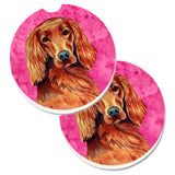Caroline'S Treasures Pink Irish Setter Set Of 2 Cup Holder Car Coasters Lh9389Pkcarc, 2.56, Multicolor