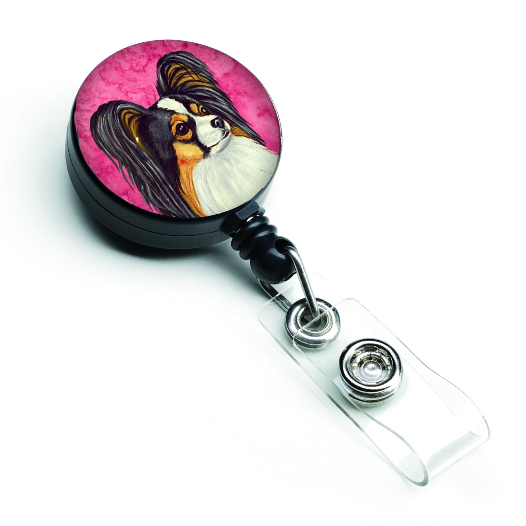 Caroline'S Treasures Pink Papillon Retractable Badge Reel, Multicolor (Lh9390Pkbr)