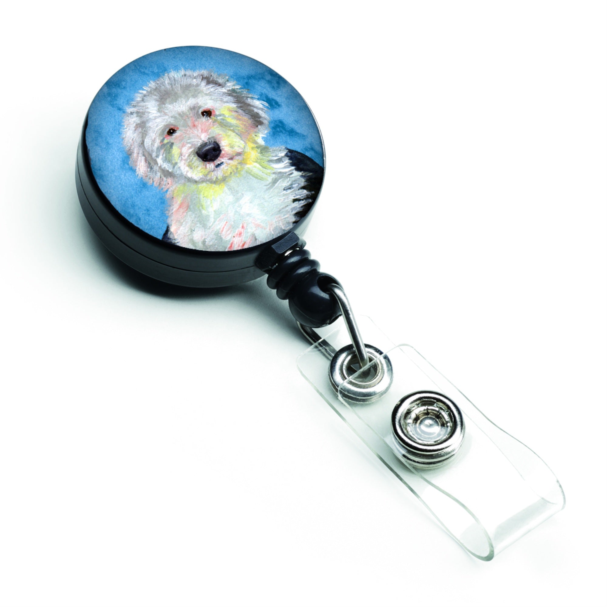 Caroline'S Treasures Blue Old English Sheepdog Retractable Badge Reel, Multicolor (Lh9396Bubr)