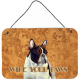 Caroline'S Treasures Lh9454Ds812 French Bulldog Wipe Your Paws Aluminum Metal Wall Or Door Hanging Prints, 8 X 12