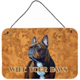 Caroline'S Treasures Lh9455Ds812 French Bulldog Wipe Your Paws Aluminum Metal Wall Or Door Hanging Prints, 8 X 12