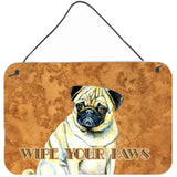 Caroline'S Treasures Fawn Pug Wipe Your Paws Aluminum Metal Wall Or Door Hanging Prints, 8 X 12