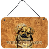 Caroline'S Treasures Lh9458Ds812 Tibetan Spaniel Wipe Your Paws Aluminum Metal Wall Or Door Hanging Prints, 8 X 12