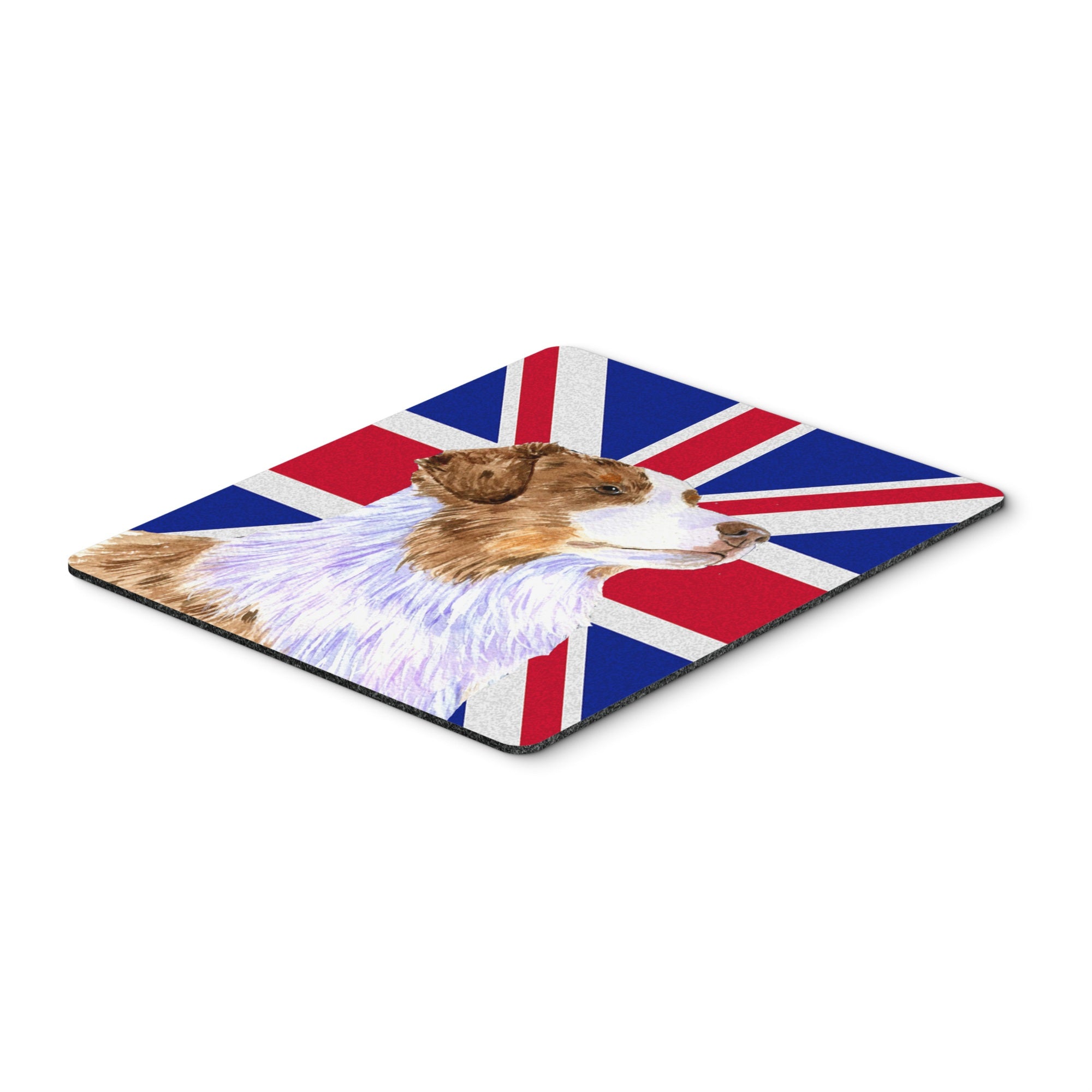 Caroline'S Treasures Australian Shepherd With English Union Jack British Flag Mouse Pad/Trivet (Lh9470Mp)