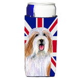 Bearded Collie With English Union Jack British Flag Ultra Beverage Insulators For Slim Cans Lh9482Muk
