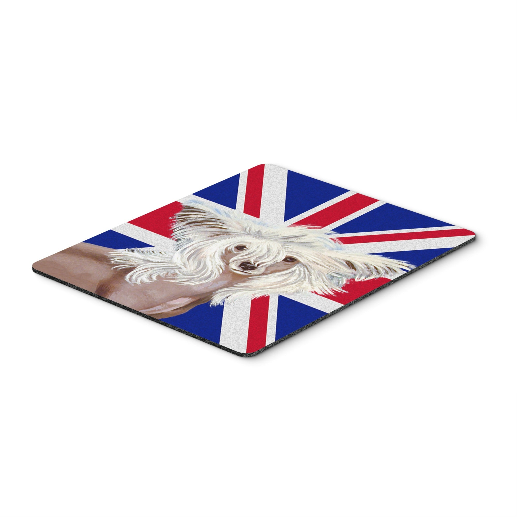 Caroline'S Treasures Chinese Crested With English Union Jack British Flag Mouse Pad, Hot Pad/Trivet (Lh9501Mp)