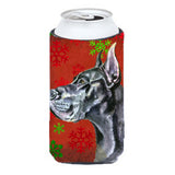 Black Great Dane Red Snowflakes Holiday Christmas Tall Boy Beverage Insulator Hugger Lh9578Tbc