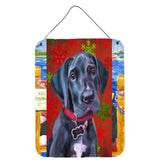 Caroline'S Treasures Lh9579Ds1216 Black Great Dane Puppy Red Snowflakes Holiday Christmas Wall Or Door Hanging Prints, 16 X 12