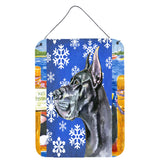Caroline'S Treasures Lh9585Ds1216 Black Great Dane Winter Snowflakes Holiday Wall Or Door Hanging Prints, 16 X 12, Multico