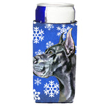Black Great Dane Winter Snowflakes Holiday Ultra Beverage Insulators For Slim Cans Lh9585Muk