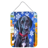 Caroline'S Treasures Lh9586Ds1216 Black Great Dane Puppy Winter Snowflakes Holiday Wall Or Door Hanging Prints, 16 X 12, M