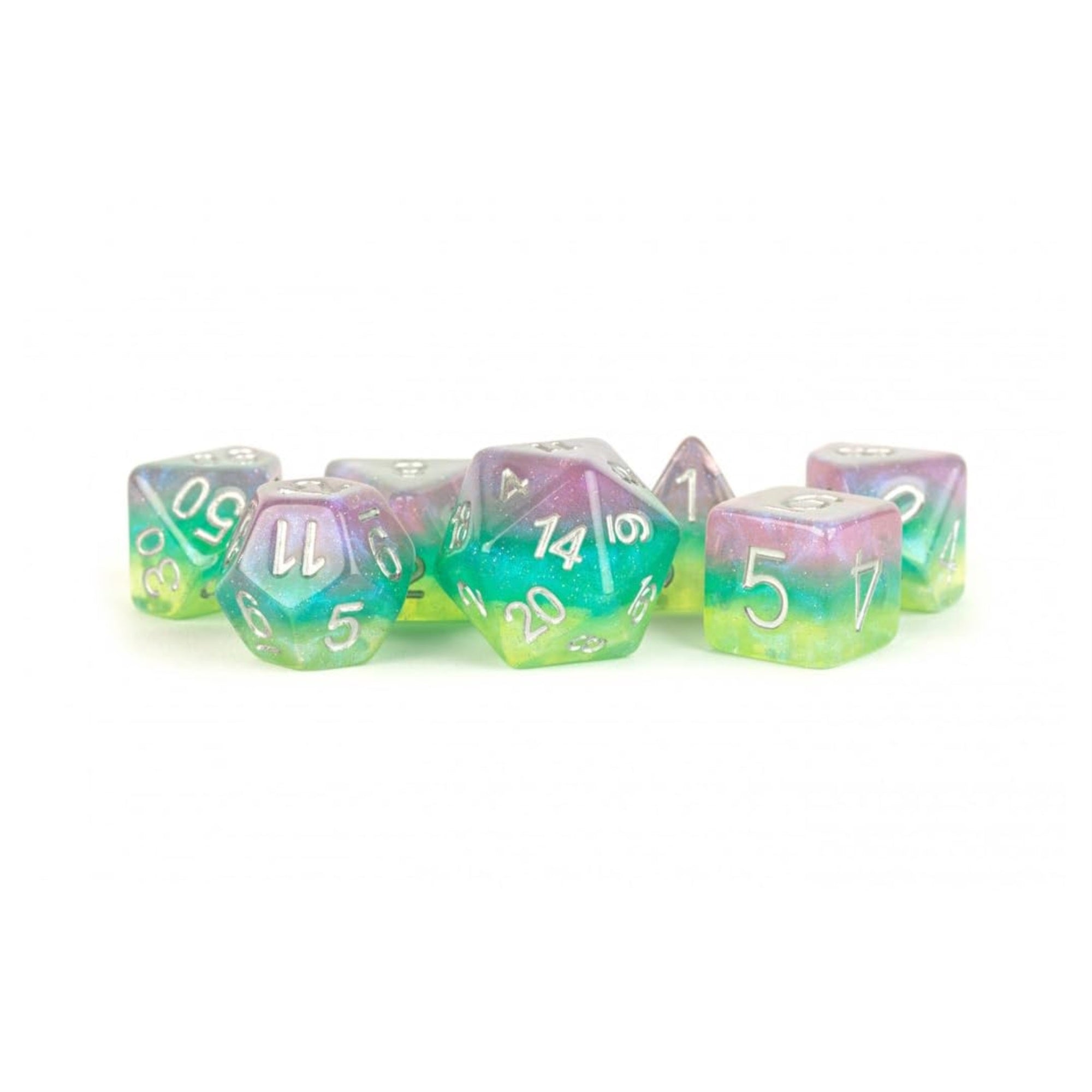 Metallic Dice Games Poly Set Layered Stardust Radiance W/Silver (7)