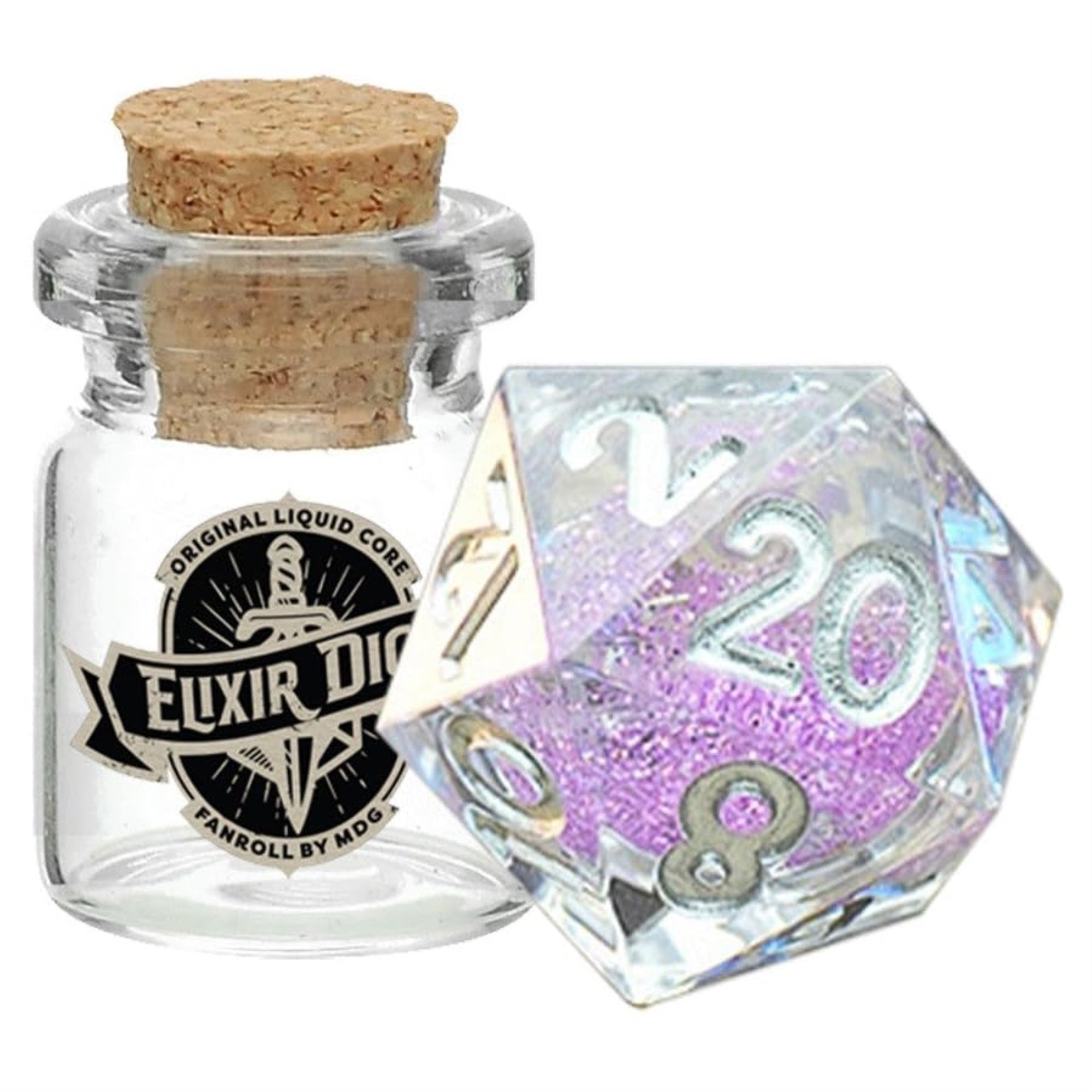 Fanroll By Metallic Dice Games Individual D20 Elixir Liquid Core Dnd Dice Set, Sorcerous Swirl, Role Playing Game Dice For Dunge
