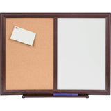 Lorell DryErase/Bulletin Combo Board 36 (3 ft) Width x 48 (4 ft) Height Melamine Surface Mahogany Wood Frame 1 Each