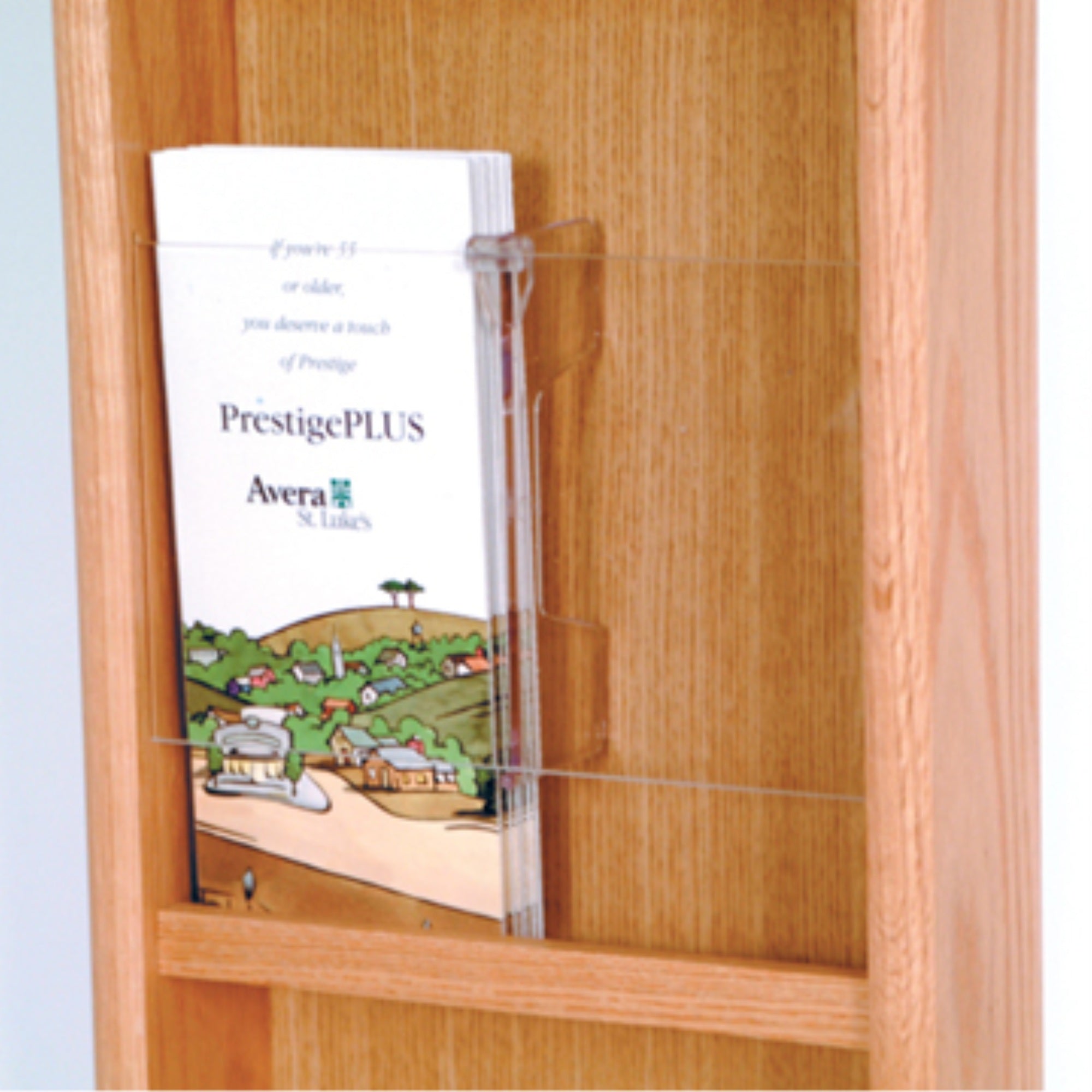 Wooden Mallet Divulge 9 Magazine/18 Brochure Floor Display W/Brochure Inserts, Medium Oak
