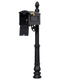 Lewiston Equine Mailbox Post System With Locking Insert, Ornate Base, Pineapple Finial (No Address Plates Or Numbers) , Black