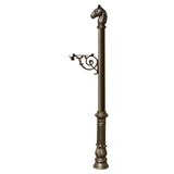 Lewiston Equine Post Only, With Support Bracket, Decorative Ornate Base And Horsehead Finial , Bronze
